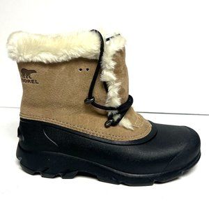 Sorel Tan and Black Fur-Trim Waterproof Winter Boots